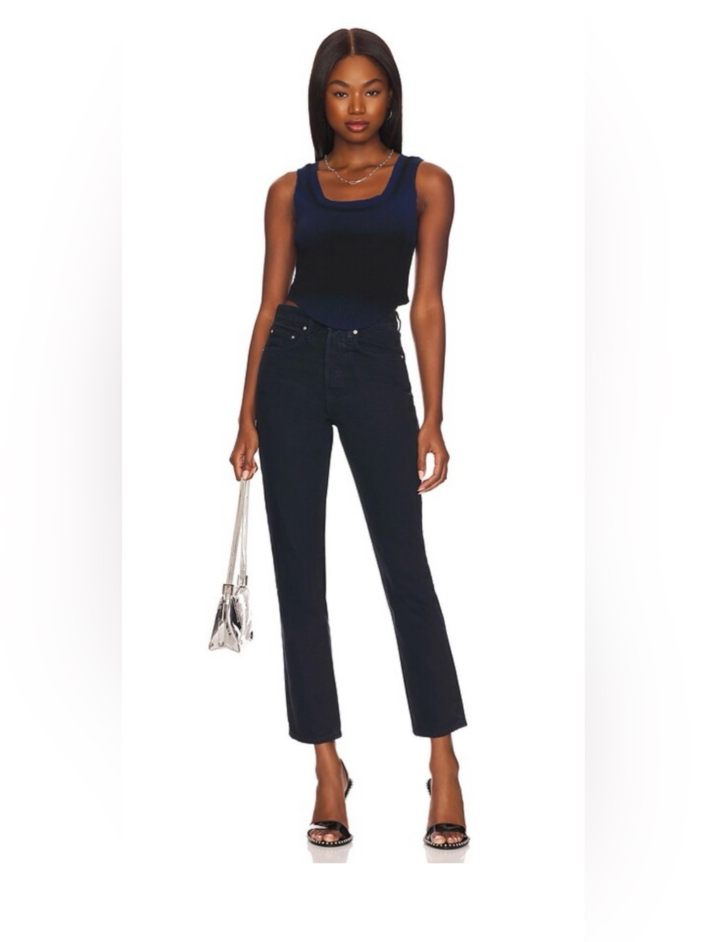 GRLFRND Karolina High Rise Straight Crop Black NWT